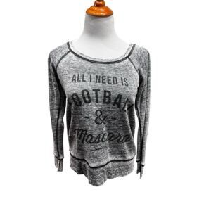 Football & Mascara Heather Gray Soft Cozy Long Sleeve Shirt SIZE Medium